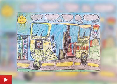 CNG Auto-rickshaw, Wax Crayons on Paper