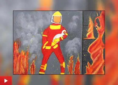 Altruistic Firefighters- Saving lives , Acrylic on Canvas