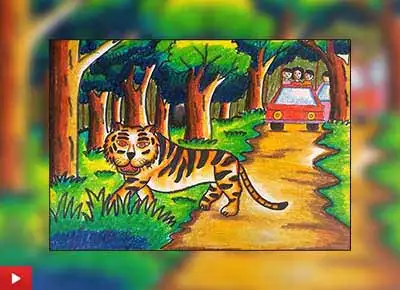 The Tiger , painting by Neel Hait (8 Years), Delhi