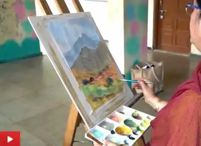 Painting demonstration of Mountain painting