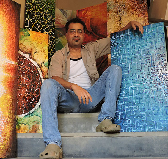 Anuj Malhotra paints diverse themes in his abstract paintings