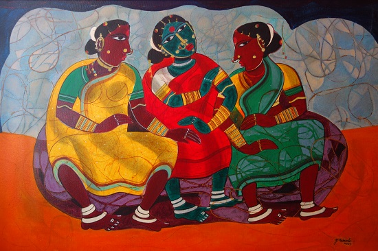 Telangana Woman V, painting by Yasala Balaiah