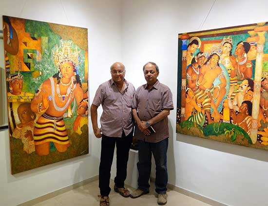 Vijay Kulkarni with Milind Sathe at Indiaart Gallery - Exhibition of Ajanta paintings
