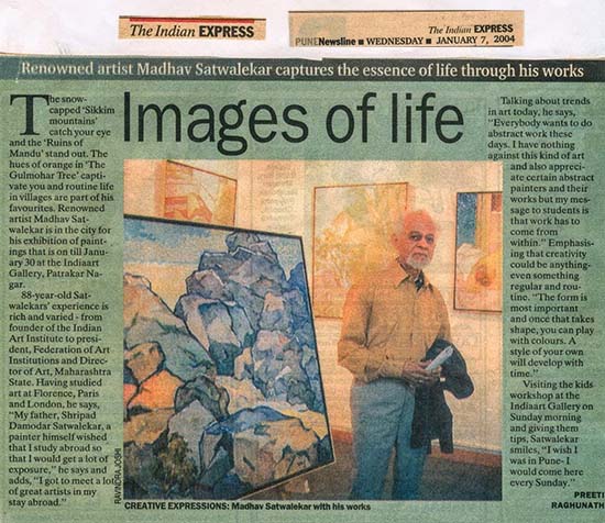 article on Madhav Satwalekar and his paintings exhibition at Indiaart Gallery, Pune