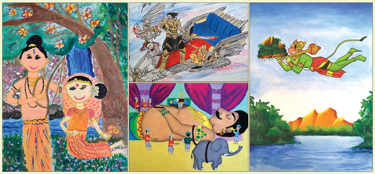 Medal winning paintings from Ramayana art contest