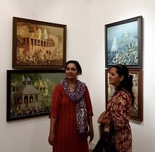 Guests enjoying the Banaras collection at Indiaart Gallery