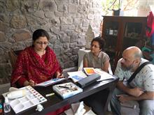 Chitra Vaidya demonstrates washes at the Watercolour Painting Workshop at Indiaart Gallery, Pune