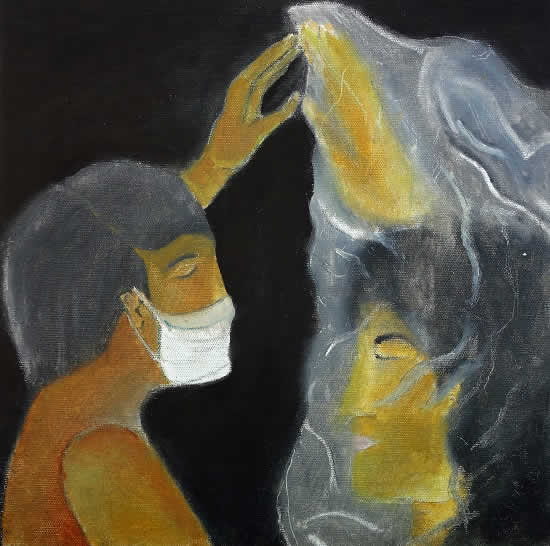 Isolation, painting by Akashnil Borah, silver medal in Khula Aasmaan painting competition