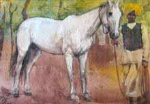 White Horse Painting by Abalal Rahiman