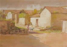 Village Scene, Painting by D. C. Joglekar