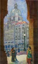 Hotel Taj, Realistic Painting by Dattoba Dalvi, Watercolour on Paper, 18 X 10.5 inches