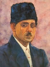 Self Portrait Painting Dattoba Dalvi, Figurative Painting by Dattoba Dalvi, Watercolour on paper, 7 X 5 inches