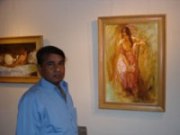 John Fernandes with his painting at Indiaart Gallery