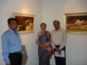John Fernandes with Smt. Lata Deshpande and Mr. Rathi at Indiaart Gallery