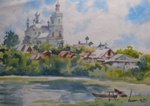 Church of Nativity Russia, Church Painting by M. K. Kelkar, Watercolour on Paper, 13 X 18.5
