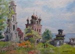 Churches in Yaroslavl Russia, Church Painting by M. K. Kelkar, Watercolour on Paper, 13 X 18