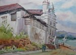 Pena de Franca Church, Church Painting by M. K. Kelkar, Watercolour on Paper, 14 X 20