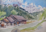 Huts near Manali, Kashmir & Himachal, Painting by M. K. Kelkar, Watercolour on Paper, 15 X 22