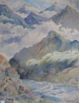 Lohol Vally in Gispa, Kashmir & Himachal, Painting by M. K. Kelkar, Watercolour on Paper, 30 X 22