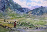Shepherd, Kashmir & Himachal, Painting by M. K. Kelkar, Watercolour on Paper, 14 X 20