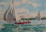 A small sea rip, Lake, River & Seascape Painting by M. K. Kelkar, Watercolour on Paper, 14 X 20