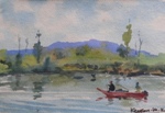 Boatride in a Lake, River & Seascape Painting by M. K. Kelkar, Watercolour on Paper, 6.5 X 9.5