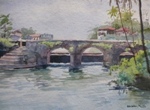 Bridge, Lake, River & Seascape Painting by M. K. Kelkar, Watercolour on Paper, 14 X 20
