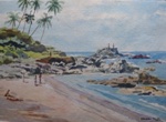 Miramar Beach in Goa, Lake, River & Seascape Painting by M. K. Kelkar, Watercolour on Paper, 14 X 20