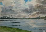 Monsoon, Lake, River & Seascape Painting by M. K. Kelkar, Watercolour on Paper, 15 X 22