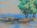 Pastel Drawing, Lake, River & Seascape Painting by M. K. Kelkar, Watercolour on Paper, 10 X 10.5