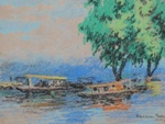 Pastel Drawing, Lake, River & Seascape Painting by M. K. Kelkar, Watercolour on Paper, 10 X 10.5