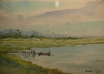 Pawai Lake, River & Seascape Painting by M. K. Kelkar, Watercolour on Paper, 10 X 14