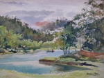 River Side, Lake, River & Seascape Painting by M. K. Kelkar, Watercolour on Paper, 15 X 22