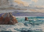 Searocks, Lake, River & Seascape Painting by M. K. Kelkar, Watercolour on Paper, 10 X 13.5