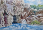 Bheda Ghat in Jabalpur, Landscape Painting by M. K. Kelkar, Watercolour on Paper, 13.5 X 19