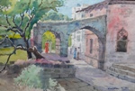 Goan Architecture, Landscape Painting by M. K. Kelkar, Watercolour on Paper, 13 X 19