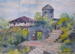 House in Goa, Landscape Painting by M. K. Kelkar, Watercolour on Paper, 14.5 X 21