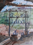 Man working in factory, Landscape Painting by M. K. Kelkar, Watercolour on Paper, 19 X 14