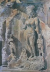 Ganga, Temple Painting by M. K. Kelkar, Watercolour on Paper, 29 X 21