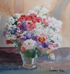 Flower Vase, Still Life Painting by M. K. Kelkar, Watercolour on Paper, 12 X 12