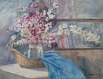 Flower Vase, Still Life Painting by M. K. Kelkar, Watercolour on Paper, 17.5 X 23