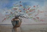 Flower Pot, Still Life Painting by M. K. Kelkar, Watercolour on Paper, 14 X 20