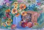 Still life with apples, Still Life Painting by M. K. Kelkar, Watercolour on Paper, 10 X 14