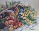 Still life with apples, Still Life Painting by M. K. Kelkar, Watercolour on Paper, 10 X 12.5