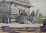 Temple in Bellur, Temple Painting by M. K. Kelkar, Watercolour on Paper, 7.5 X 11