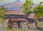 Village in Konkan, Rural Life Painting by M. K. Kelkar, Watercolour on Paper, 12 X 16