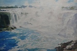 Niagara Falls in Canada, Waterfall Painting by M. K. Kelkar, Watercolour on Paper, 17.5 X 13.5