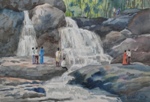 Waterfall, Painting by M. K. Kelkar, Watercolour on Paper, 13.5 X 19
