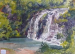 Waterfall, Painting by M. K. Kelkar, Watercolour on Paper, 10.5 X 13.5