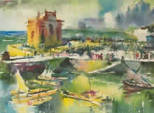 Gateway of India, Landscape Paintings by M. S. Joshi, Watercolour on Paper, 22 x 29 inches